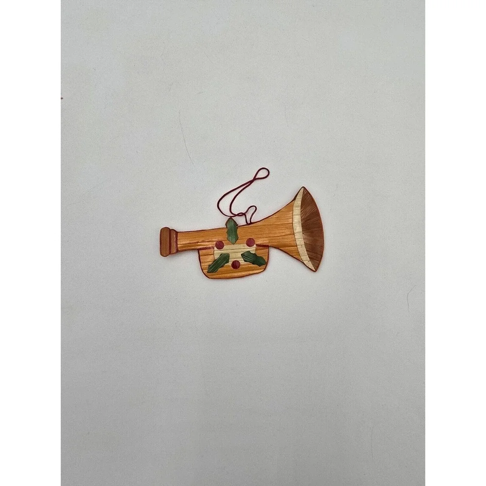 4 Vtg‎ Painted Straw Christmas Ornaments Double Sided Colorful Horse Elephant